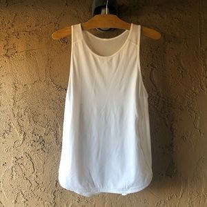 Lululemon White Tank Top Back Lace Trim